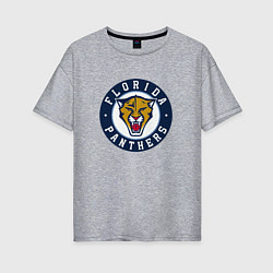 Футболка оверсайз женская Florida Panthers Флорида Пантерз Логотип, цвет: меланж