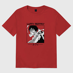 Футболка оверсайз женская Ван-Пис, Луффи Luffy, цвет: красный