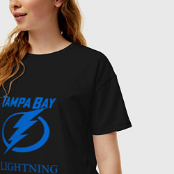 Футболка оверсайз женская Tampa Bay Lightning is coming, Тампа Бэй Лайтнинг, цвет: черный — фото 2