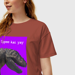 Футболка оверсайз женская Суровый динозавр, цвет: кирпичный — фото 2