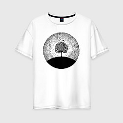 Женская футболка оверсайз Луна и дерево