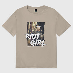 Футболка оверсайз женская Мятежная девушка, цвет: миндальный