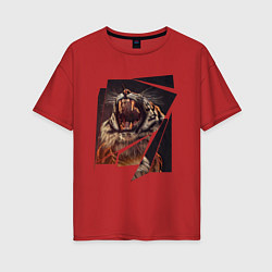 Женская футболка оверсайз Тигриная пасть Арт