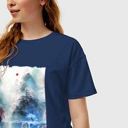 Футболка оверсайз женская Изумительный японский пейзаж, цвет: тёмно-синий — фото 2
