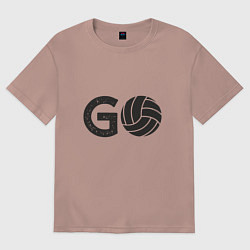 Футболка оверсайз женская Go Volleyball, цвет: пыльно-розовый