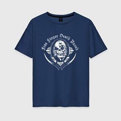Футболка оверсайз женская Five Finger Death Punch Skull, цвет: тёмно-синий
