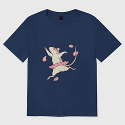 Футболка оверсайз женская Мышь-балерина, цвет: тёмно-синий