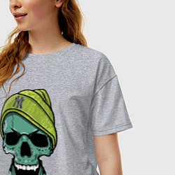 Футболка оверсайз женская New York Yankees Cool skull, цвет: меланж — фото 2