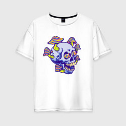 Женская футболка оверсайз Mushrooms & Skull