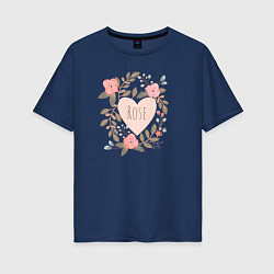Женская футболка оверсайз Розы в сердце