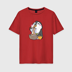 Женская футболка оверсайз Pinguin Ramen