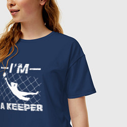 Футболка оверсайз женская Я вратарь, цвет: тёмно-синий — фото 2