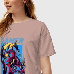 Футболка оверсайз женская Геймер ребёнок, цвет: пыльно-розовый — фото 2