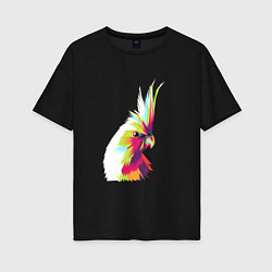 Футболка оверсайз женская Цветной попугай Colors parrot, цвет: черный