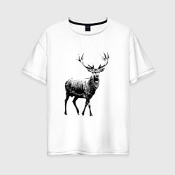 Женская футболка оверсайз Черный олень Black Deer