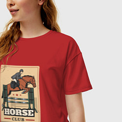 Футболка оверсайз женская Конный спорт Horse club, цвет: красный — фото 2