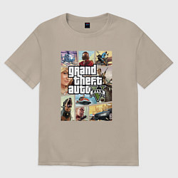 Футболка оверсайз женская GTA V Logos, цвет: миндальный