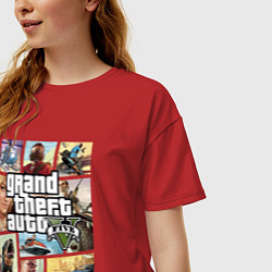 Футболка оверсайз женская GTA V Logos, цвет: красный — фото 2