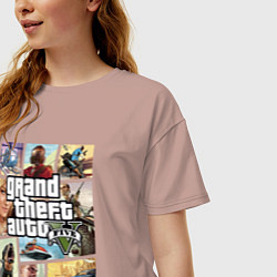 Футболка оверсайз женская GTA V Logos, цвет: пыльно-розовый — фото 2