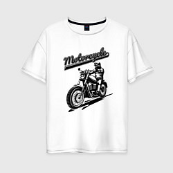 Футболка оверсайз женская Motorcycle Cool rider, цвет: белый