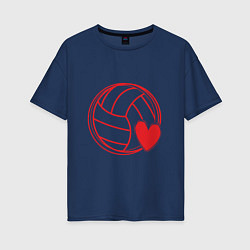 Футболка оверсайз женская Сердечко Волейбола, цвет: тёмно-синий