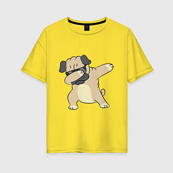 Женская футболка оверсайз Дэббинг мопс в чёрных очках - Dabbing dog