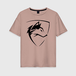 Футболка оверсайз женская Wolf Emblem Jaw, цвет: пыльно-розовый