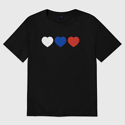 Женская футболка оверсайз Сердце триколор