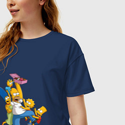 Футболка оверсайз женская Simpsons donuts, цвет: тёмно-синий — фото 2