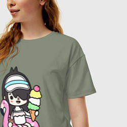 Футболка оверсайз женская Toca Boca девочка геймер, цвет: авокадо — фото 2