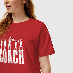 Футболка оверсайз женская Пауэрлифтинг тренер, цвет: красный — фото 2