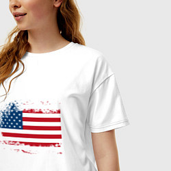 Футболка оверсайз женская Американский флаг Stars, цвет: белый — фото 2
