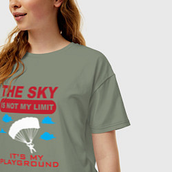 Футболка оверсайз женская Небо не мой предел, это моя игровая площадка, цвет: авокадо — фото 2