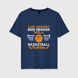 Футболка оверсайз женская Beer & Basket, цвет: тёмно-синий