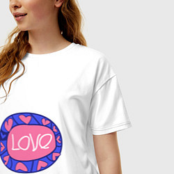 Футболка оверсайз женская Love badge, цвет: белый — фото 2