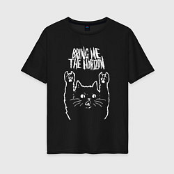 Женская футболка оверсайз Bring Me the Horizon Рок кот