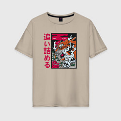Женская футболка оверсайз Японский тигр