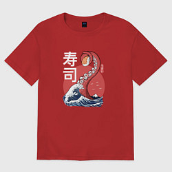 Футболка оверсайз женская Kraken Kawaii Sushi, цвет: красный