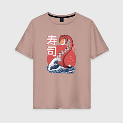 Женская футболка оверсайз Kraken Kawaii Sushi
