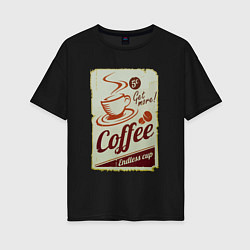 Футболка оверсайз женская Coffee Cup Retro, цвет: черный