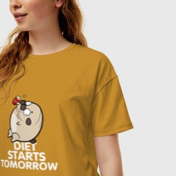 Футболка оверсайз женская Pug Diet Starts Tomorrow, цвет: горчичный — фото 2