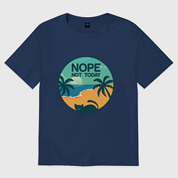 Футболка оверсайз женская Кот Nop not today, цвет: тёмно-синий