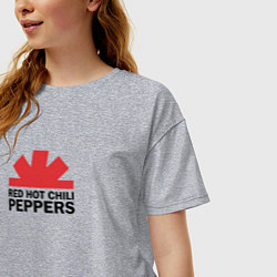 Футболка оверсайз женская Red Hot Chili Peppers с половиной лого, цвет: меланж — фото 2