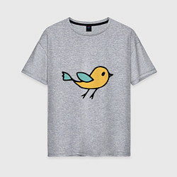Женская футболка оверсайз Птицы голубого и желтого цвета