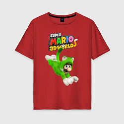 Футболка оверсайз женская Luigi cat Super Mario 3D World Nintendo, цвет: красный