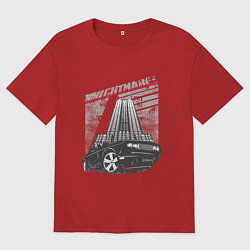 Женская футболка оверсайз Авто у здания