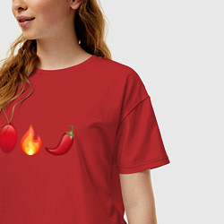 Футболка оверсайз женская Emoji RHCP, цвет: красный — фото 2