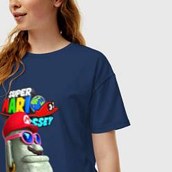 Футболка оверсайз женская Super Mario Odyssey Nintendo Video game, цвет: тёмно-синий — фото 2