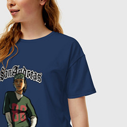 Футболка оверсайз женская San andreas girl, цвет: тёмно-синий — фото 2