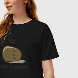 Футболка оверсайз женская Yes, im just a potato, цвет: черный — фото 2